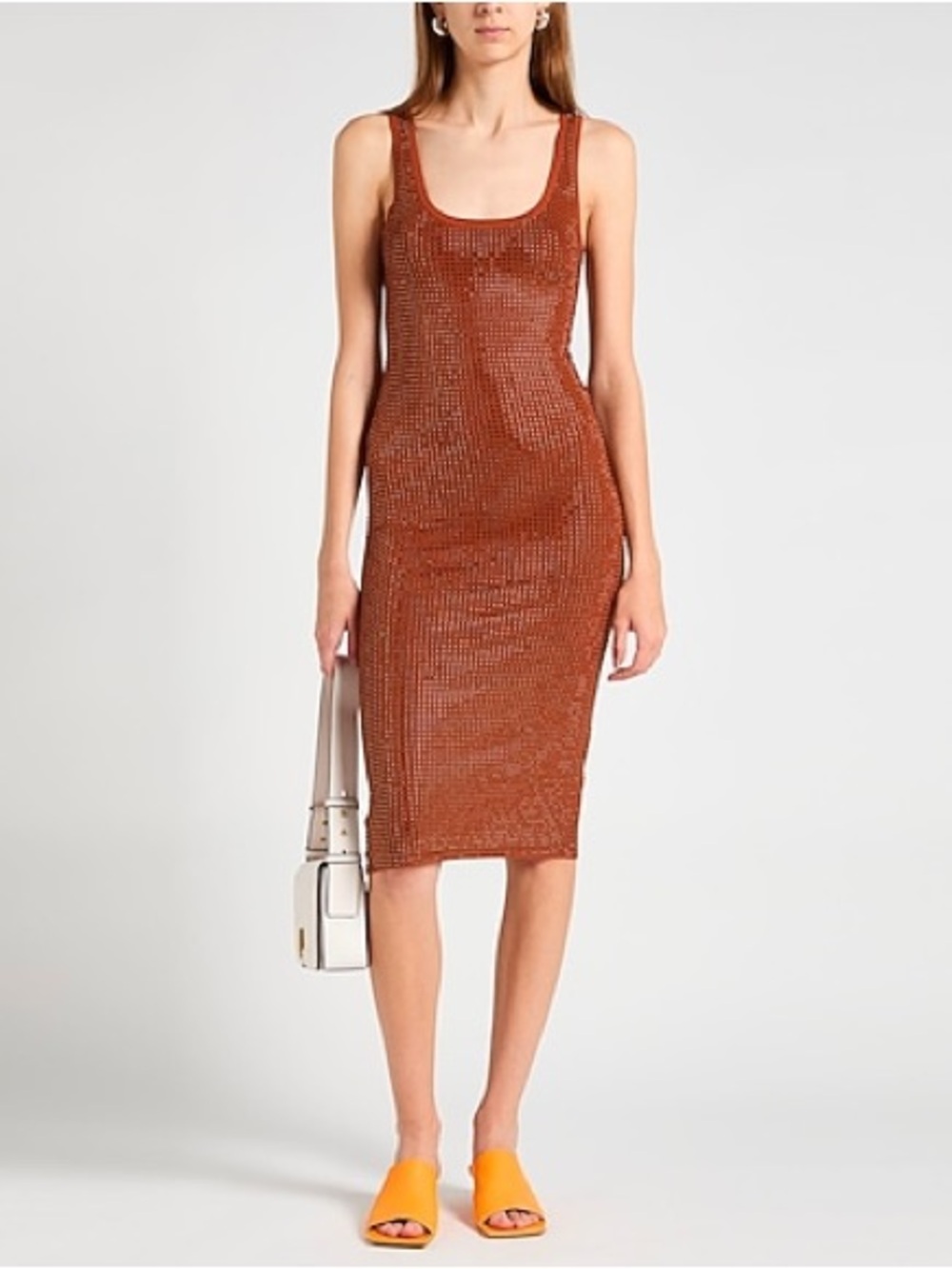 Sandro Rust Scoop-Neck Knit Maxi Dress